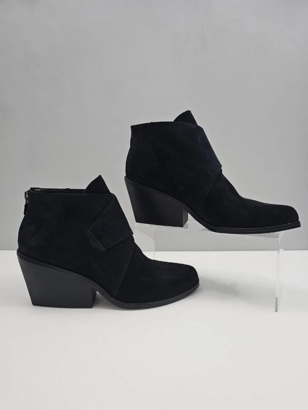 Eileen Fisher Trail Black Suede Ankle Boot Block Heel Fall Western Womens 9